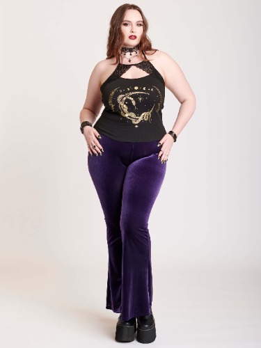 Purple Velvet Flared Leggings | 3XL / Deep Violet