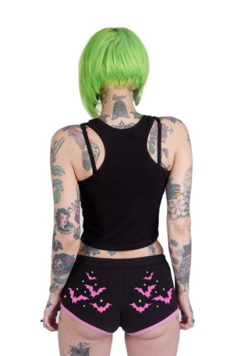 Pink Bats and Stars Pink Trim Short Shorts [BLACK/PINK] | 3XL