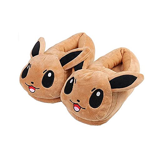 Candora Cartoon Brown Cute Eevee Plush Slipper Home Slipper Anime Cotton Slipper Winter Slipper