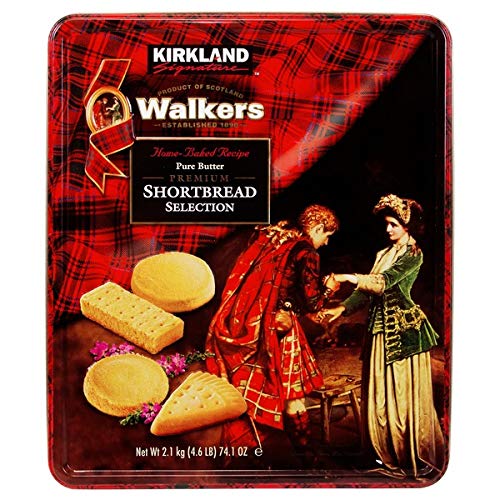 Kirkland Signature Walkers Home-Baked Pure Butter Premium Shortbread Selection Scottish Cookies - 4.6 lbs (74.1 oz tin)
