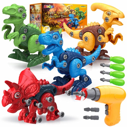 BAODLON Dinosaur Toys for 3 4 5 6 7 Year Old Boys, Take Apart Dinosaur Toy for Kid 3-5 5-7 Building Toy with Electric Drill, Learning Educational STEM Construction Toy Christmas Birthday Gift Boy Girl - 