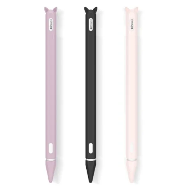 3 Pack Case for Apple Pencil 2nd Generation Holder Sleeve Skin Cover Accessories for iPad Pro 11 12.9 inch 2018,Silicone Cute Cat Grip Pouch Cap Holders and 3 Protective Nib Covers-Black,Pink,Purple