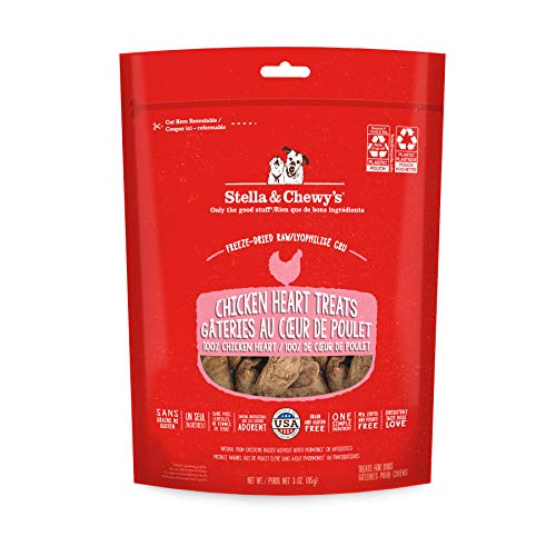 Stella & Chewy's Freeze-Dried Raw Single Ingredient Chicken Hearts Dog Treats, 3 oz. Bag - Chicken hearts - 3 Ounce (Pack of 1)
