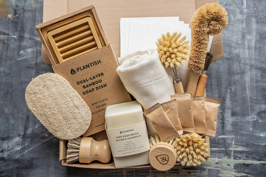 Zero Waste Cleaning Set | Natural Dishwashing Soap Bar | Organic Cotton Produce Bag | Mothers Day Gift Set | Zero Waste Kitchen | Plantish