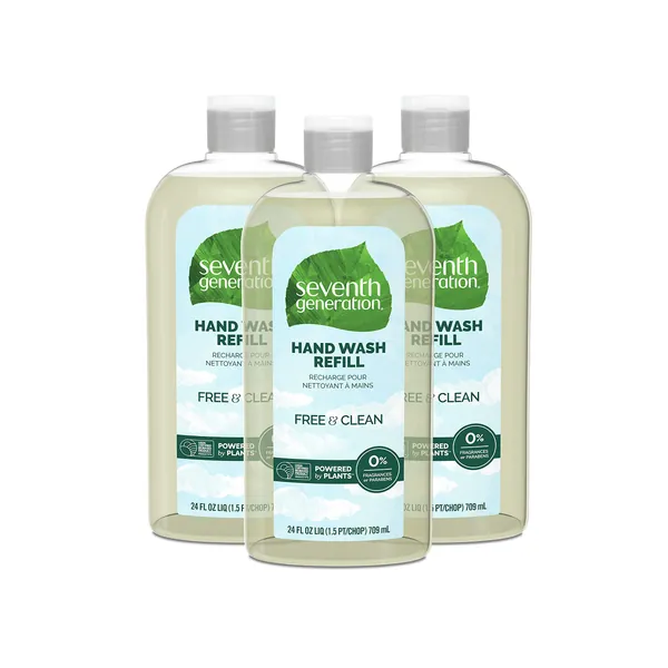 Seventh Generation Hand Soap Refill, Free & Clear Unscented, 24 oz, 3 Count (Pack of 1) (Packaging May Vary) - Unscented
