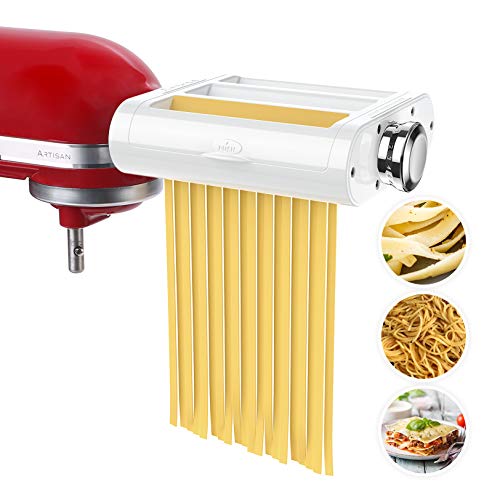 Antree Pasta Maker Attachment 3 in 1 Set for KitchenAid Stand Mixers Included Pasta Sheet Roller, Spaghetti Cutter, Fettuccine Cutter Maker Accessories and Cleaning Brush - 3 in 1 Pasta Attachment Set