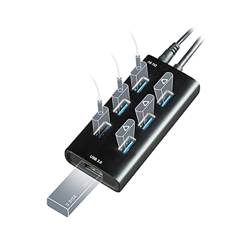 Rebuff Reality USB Hub 3.0, 7-Port Data USB Hub with One Smart Charging Port, 31.5inch Long Cable USB Extension for MacBook, Mac Pro/Mini, iMac, PC and Vive Tracker USB dongles