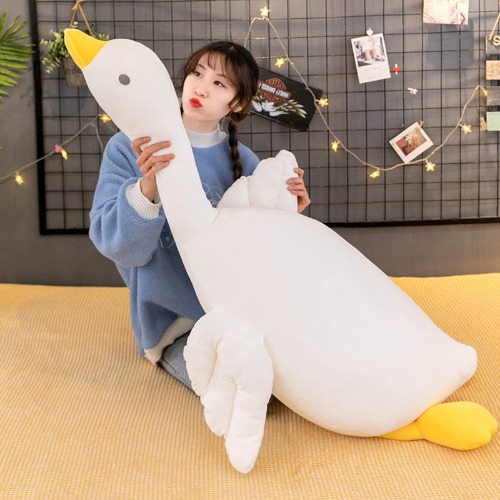 Oversized Plush Stuffed Toys White Goose Sleeping Pillow Cute Giant Duck Sofa Cushion Soft Stuffed Animal Doll (A) - A