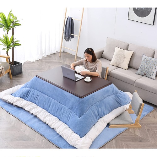 Kotatsu Heating Table kotatsu Table Winter Tatami Coffee Table Bay Window Low Table Heating Table+Quilt+Carpet+Heater (Color : Blueb, Size : 120 * 80 * 45cm) - 120*80*45cm Blueb