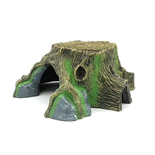 JIHAQUA Resin Large Turtle Tank Accessories Reptile Hideouts Cave Habitat Decor for Gecko Leopard Lizards Toad - E- Large