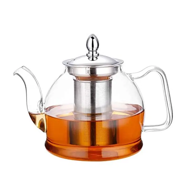 
                            Hiware 1000ml Glass Teapot with Removable Infuser, Stovetop Safe Tea Kettle, Blooming and Loose Leaf Tea Maker Set
                        