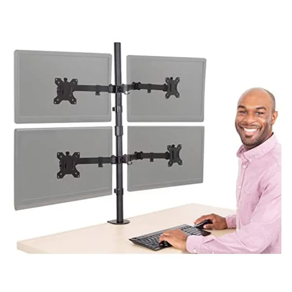 
                            Stand Steady Freestanding 4 Monitor Mount Desk Stand | Height Adjustable Quad Monitor Stand with Full Articulation VESA Mounts | Fits Most LCD/LED Monitors 13-32 Inches (Four Monitor Mount | Clamp-On)
                        