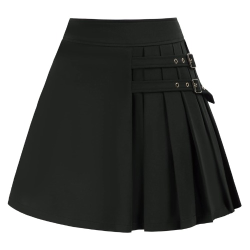Scarlet Darkness Womens Plaid Mini Skirt Casual Elastic Waisted Goth Punk Skirts - Medium Black-01