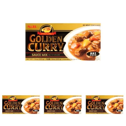 S&B Golden Curry Sauce Mix, Hot, 7.8 Ounce (Pack of 4) - Hot