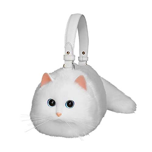 Cat-like Plush Kitty Purse Large - White