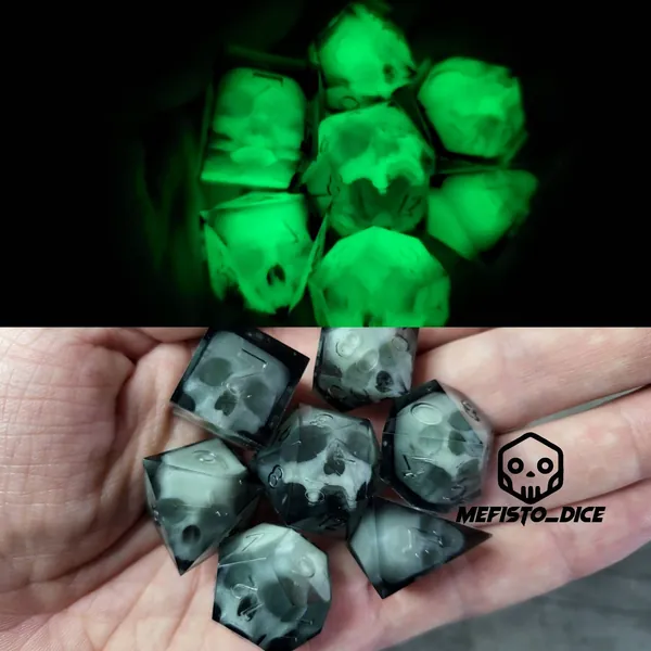 Complete Handmade DND Resin Sharp Edge Dice Set, D&D Green Star Dice Set for Dungeons and Dragon D20 D12 D10 D8 D6 D4