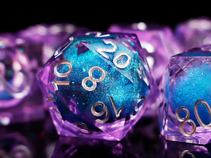 Dnd dice set liquid core for role playing games , Blue liquid core dice set , Galaxy d&d dice set , Resin sharp edge dice set dnd