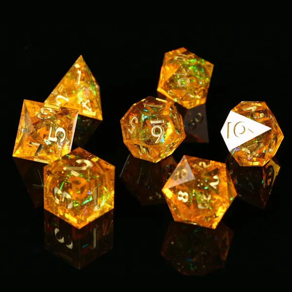 Dnd Dice Set, Citrine Dice Set, Polyhedral Dice Set, Sharp Edges Dice for RPGs Dungeons and Dragons Board Game