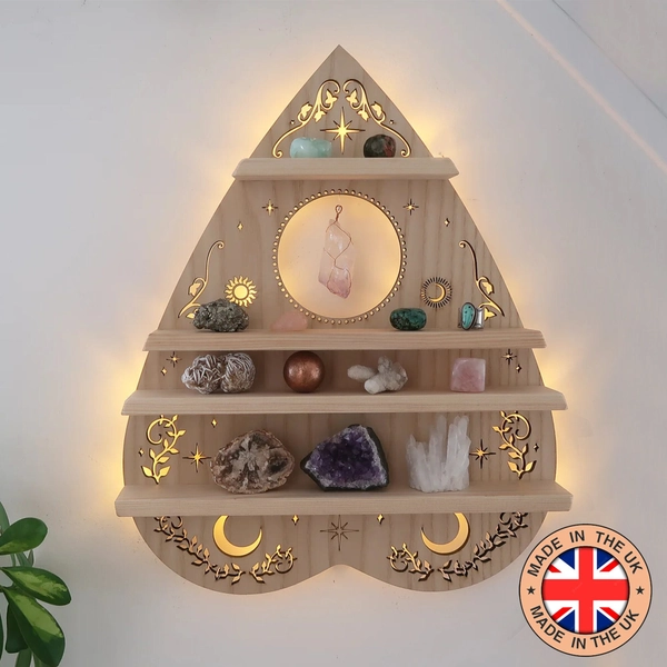 Coppermoon Light Planchette Crystal Shelf lamp, Planchette Wall Art, Planchette Lamp, Crystal Shelf