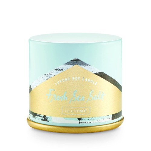 ILLUME Fresh Sea Salt Soy Candle, Demi Vanity Tin, Blue, 3 oz. - Fresh Sea Salt 3 oz.