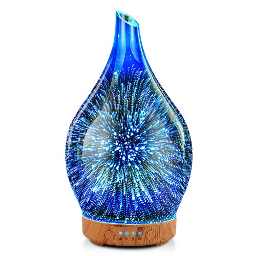 Porseme Essential Oil Diffuser 3D Glass Aromatherapy Ultrasonic Humidifier, Air Refresh Auto Shut-Off, Timer Setting, BPA Free for Home Hotel Yoga Leisure SPA Gift 100ml Last 4H