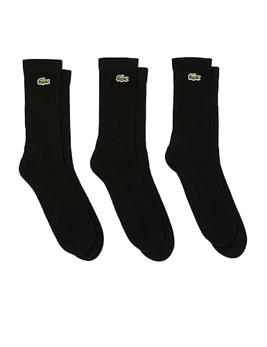 LACOSTE SPORT Herren Tennissocken Strümpfe Socken Sportsocken 3 Paar, Farbe:Schwarz, Größe:43-46, Artikel:-8VM noir