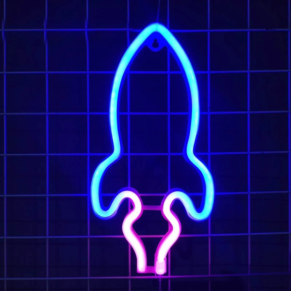 Rocket Neon LED Lights Cute Neon Signs Game Room Decor - A