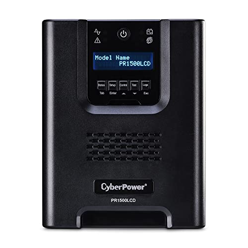 CyberPower PR1500LCD Smart App Sinewave UPS System, 1500VA/1500W, 8 Outlets, AVR, Mini-Tower - 1500VA