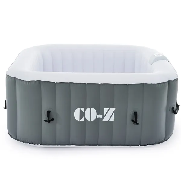 CO-Z Inflatable Hot Tub, 4 Person Blow Up Portable Hot Tub with 120 Bubble Jets Cover, 5' Outdoor Above Ground Pool and Bathtub with Electric Air Pump for Patio Backyard, Grey