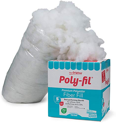 Fairfield The Original Poly-Fil, Premium Polyester Fiber Fill, Soft Pillow Stuffing, Stuffing for Stuffed Animals, Toys, Cloud Decorations, and More, Machine-Washable Poly-Fil Fiber Fill, 5 lbs. Box - 5 lb