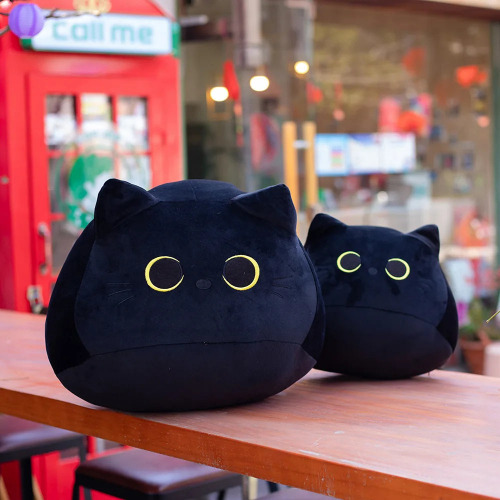 Multi Color Cat Pillow Toy Plushie - Black / 25CM