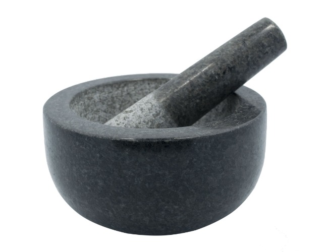 Kota Japan Large Black Granite Mortar & Pestle Natural Stone Grinder for Spices, Seasonings, Pastes, Pestos and Guacamole