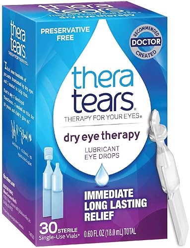 TheraTears Dry Eye Therapy Lubricating Eye Drops for Dry Eyes, Preservative Free eye drops, 30 Single-Use Vials - 30 Count (Pack of 1) - Eye Drops