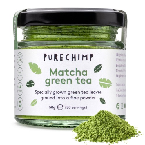 Matcha Green Tea Powder (Super Tea) 50g by PureChimp | Ceremonial Grade from Japan | Pesticide-Free | Recyclable Glass Jar & Aluminium Lid
