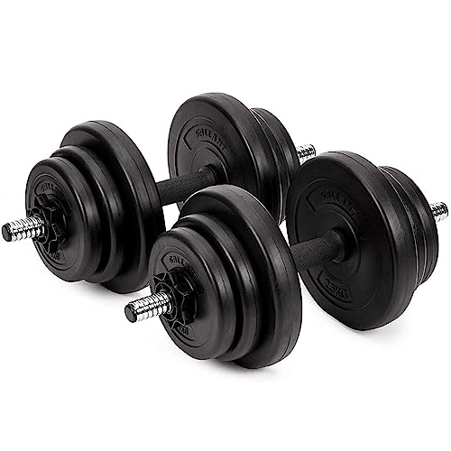Gallant Weights Dumbbells & Barbell 20 Kg Set Home Gym Training Weights Biceps Fitness Exercise Chrome Bars Vinyl Plates Adjustable Set - 20KG