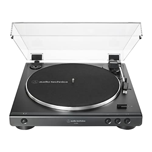 Audio-Technica AT-LP60X-BK Fully Automatic Belt-Drive Stereo Turntable, Black, Hi-Fi, 2 Speed, Dust Cover, Anti-Resonance, Die-Cast Aluminum Platter - Black - Wired - Turntable