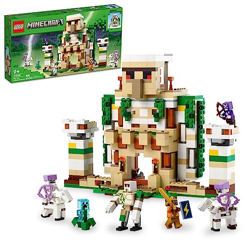 LEGO Minecraft The Iron Golem Fortress 21250 Building Toy Set, Playset Featuring a Crystal Knight and Golden Knight, A Fortress and a Giant Golem, Build and Display Minecraft Toy for 9 Year Old Kids - Standard Packaging