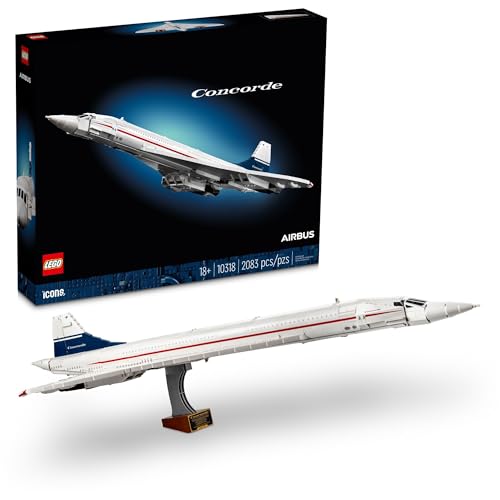 LEGO Icons Concorde Model Aircraft, Gift for Adults, Build a Replica Model of The World’s Most Famous Supersonic Commercial Passenger Plane with Authentic Details and Functional Pieces, 10318