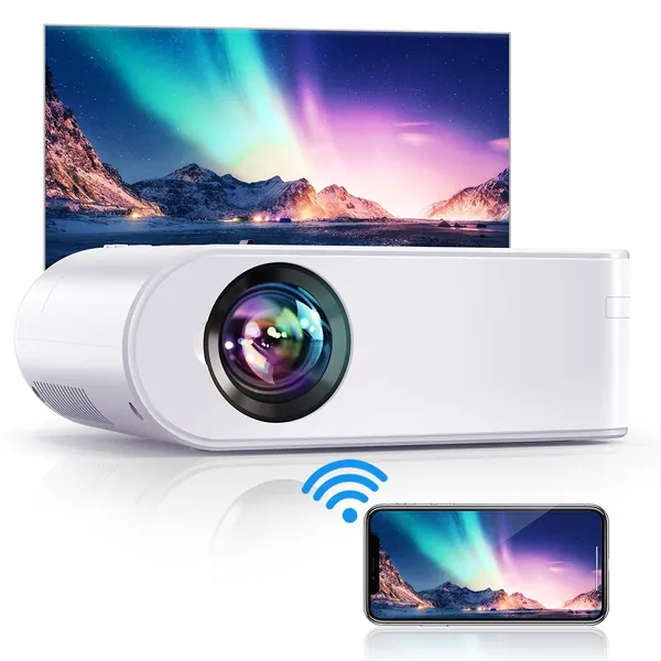 YABER WiFi Mini Projector 6500lm Portable [Projector Screen Included] Projector 1080P Full HD, WiFi Screen Mirroring Projector Home Theater for PC/Smartphone/Tablet/PS4/TV Stick etc.