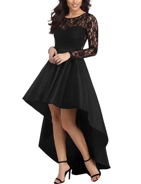 ADEWEL Women's Off Shoulder High Low Hem A-line Evening Party Skater Dress