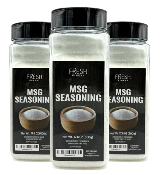 Fresh Finest MSG Seasoning – 17.6oz MSG Powder – Monosodium Glutamate Powder – Pure Flavor Enhancer Powder – Ideal for Cooking, Food, Desserts – Rich Umami Taste – No Additives or Fillers (3 Pack) - MSG Seasoning - Pack of 3