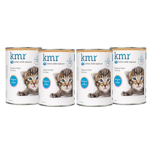 Pet-Ag KMR Kitten Milk Replacer Liquid - 11 oz, Pack of 4 - Ready-to-Feed Kitten Formula with Prebiotics, Probiotics & Vitamins for Kittens Newborn to Six Weeks Old - Easy to Digest