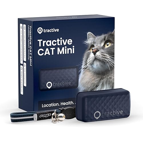 Tractive GPS Tracker & Health Monitoring for Cats (6.5 lbs+) - Market Leading Pet GPS Location Tracker | Wellness & Escape Alerts | Waterproof | (Dark Blue) - Blue