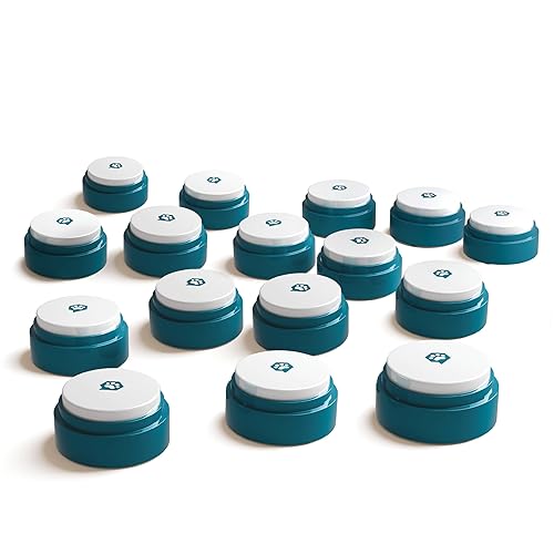 FluentPet Basic Buttons 16-Pack | Recordable Buttons with Batteries Included for Dogs and Cats | Customizable Cat/Dog Buttons for Communication | HexTiles Required (Sold Separately) - 16-Pack
