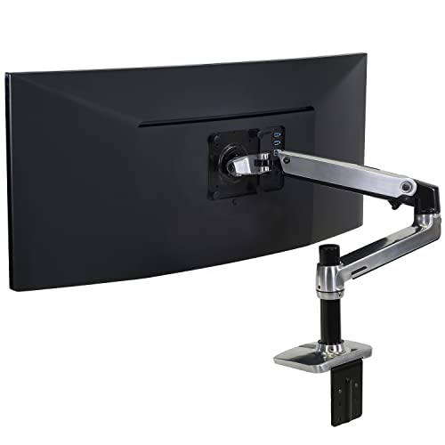 Ergotron – LX Single Monitor Arm, VESA Desk Mount – for Monitors Up to 34 Inches, 7 to 25 lbs – Polished Aluminum - Polished Aluminum - 8 Inch Pole