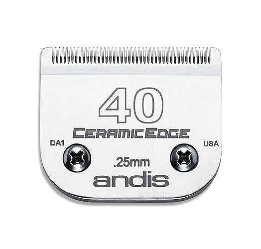 Andis – 64265, Ceramic Edge Detachable Pet Clipper Blade – Comprised of Carbon-Infused Steel, Exclusive Hardening Process - for AGC, BG, DBLC, FHC & BDC Series - 1/100" (0.25mm) Cut Length, Chrome