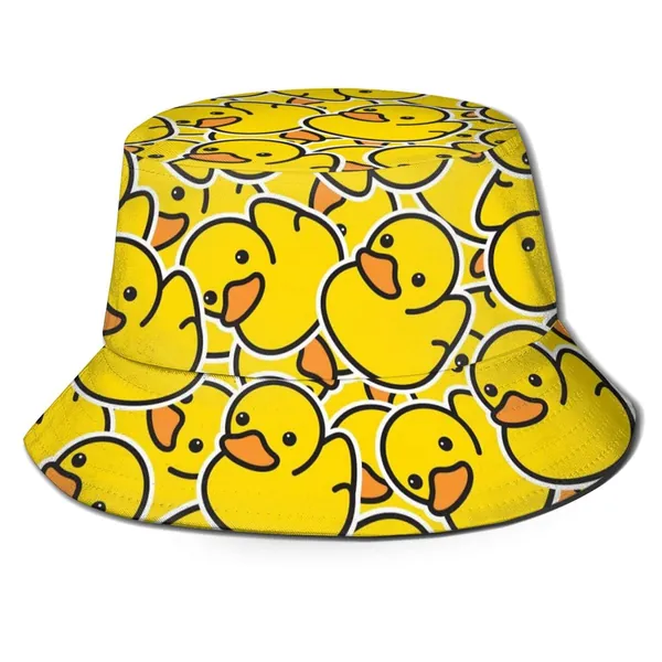 Bucket Hats Fashion Sun Cap Packable Outdoor Fisherman Hat for Women and Men - Rubber Duck Pattern