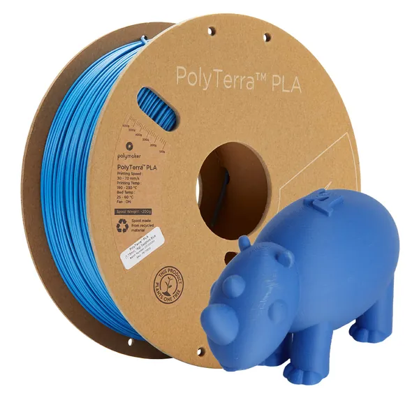 Polymaker Matte PLA Filament 1.75mm Blue, 1kg Carton Spool PLA Filament 1.75 - PolyTerra PLA 3D Printer Filament, Print with Most 3D Printers Using 3D Filament - 1kg Matte Sapphire Blue (HEX Code: #0078BF)
