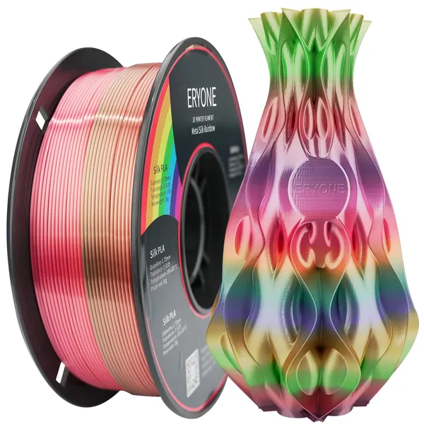 ERYONE Metal Luster Silk Rainbow Filament PLA 1.75mm for 3D Printer, +/-0.05mm, 1kg (2.2LBS)/Spool - Metal Silk Rainbow 1KG