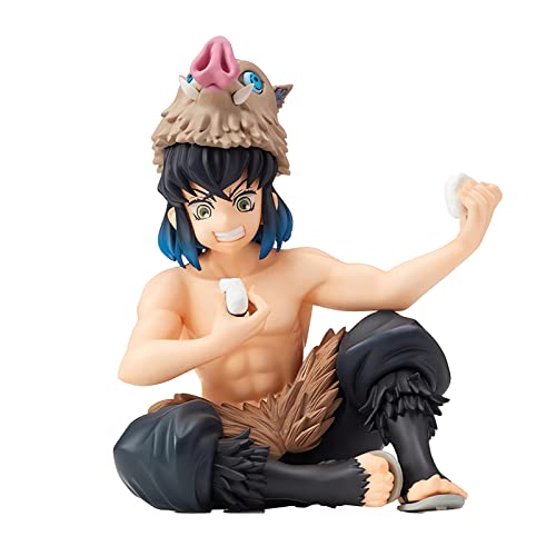 FOUONTOS Inosuke Hashibira Ghost Slayer Figure Eat Rice Balls Series Action Figure Toys Collection Ghost Slayer Merch (Onigiri Inosuke) - Inosuke